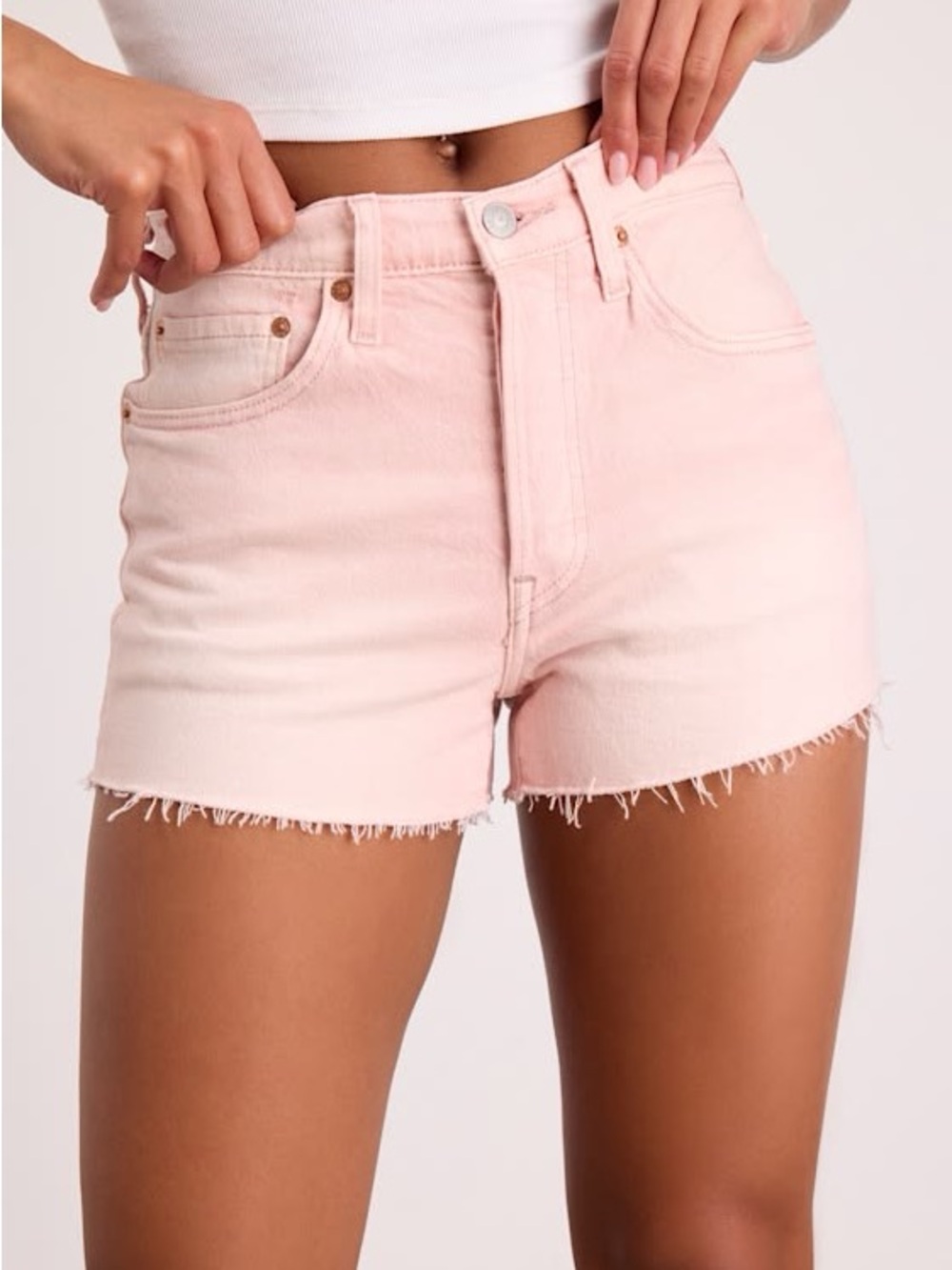 Mother Pink High-Rise Denim Jean Shorts